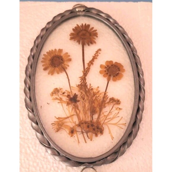 VTG 3 Lasting Impressions Dried Flowers Under Glass Wall Window Art Framed - Picture 6 of 9